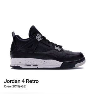 AIR Jordan 4 Retro Black GRAY White Sneakers GS 7y BG OREO 2015
